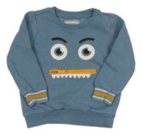 Modrošedá mikina s příšerkou 