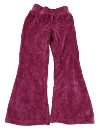 Tmavorůžové plyšové flare kalhoty Tu