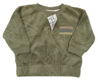 Nové - Khaki sametová mikina s nápisy Primark