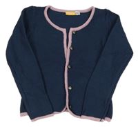 Tmavomodrý propínací svetr s růžovým lemem Pepperts