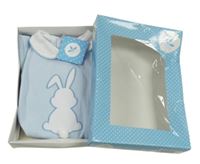 Nové - Světlemodré body s krátkým rukávem a zajícem 