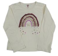 Smetanové triko s duhou 