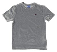 Stříbrné sametové tričko s logem Champion