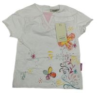 Nové - Bílo-růžové triko s květy Name it