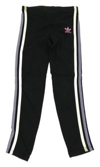 Černé legíny s barevnými pruhy a logem Adidas