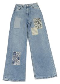 Světlemodré wide leg rifle se záplatami H&M