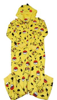 Žlutá chlupatá kombinéza s kapucí - Pikachu 
