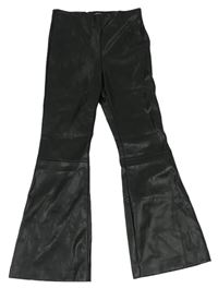 Černé flare koženkové kalhoty Zara 