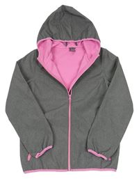 Šedo-růžová softshellová bunda s kapucí Y.F.K.