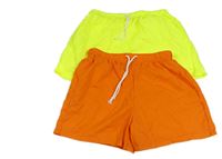 2x - Oranžové + neonově žluté šusťákové plážové kraťasy Shein