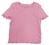 Růžové žebrované crop tričko Primark 