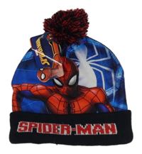 Nové - Modro-červená plyšovo/pletená čepice se Spider-manem 