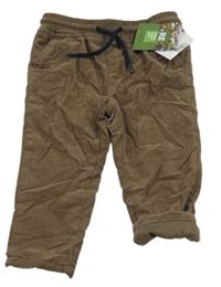 Nové - Hnědé manšestrové podšité kalhoty Manor