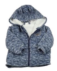 Tmavomodrá melírovaná fleecová zateplená bunda s kapucí Orsolino 