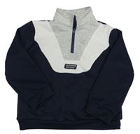 Tmavomodro-šedo-bílá sportovní mikina Shein