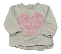 Béžová mikina se srdíčkem a nápisem Topolino