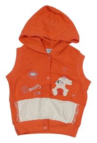Oranžová tepláková vesta se zajíčkem a kapucí Melfa