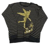 Černo-béžový pruhovaný svetr se Zvonilkou Disney + George 