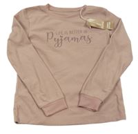 Nové - Starorůžové fleecové pyžamové triko s nápisem Lily & Dan