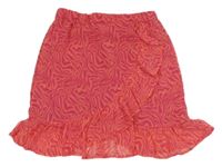 Fuchsiovo-oranžová vzorovaná šifonová sukně s volánkem Only 