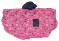 Růžovo-tmavomodré pláštěnkové pončo s příšerkami a kapucí 