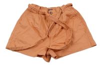 Korálové plátěné kraťasy s páskem Kiabi 