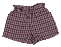 Levandulovo-hnědé kostkované kraťasy Next 