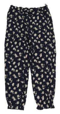 Tmavomodré turecké kalhoty s kytičkami C&A