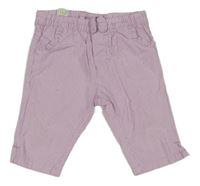 Růžovo-bílé pruhované plátěné capri kalhoty Fagottino