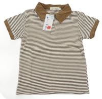Nové - Béžovo-bílé pruhované polo tričko I cool baby