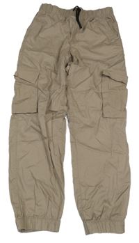 Béžové plátěné cargo cuff kalhoty C&A