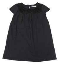 Tmavošedé teplákové šaty s květy H&M
