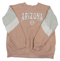 Starorůžovo-šedo-bílá mikina s nápisem H&M