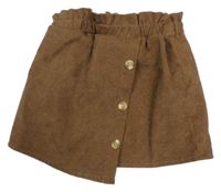 Hnědá žebrovaná asymetrická sukně s knoflíky Cozy Cub