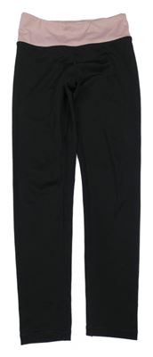 Černé sportovní legíny s růžovým pasem H&M