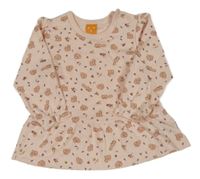 Světlerůžové peplum triko s veverkami Pusblu