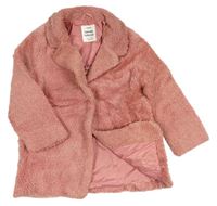 Růžový huňatý podšítý kabát ZARA