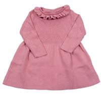 Růžové pletené šaty se vzorem a volánkem M&S