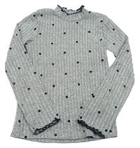 Šedý melírovaný puntíkatý žebrovaný úpletový rolák F&F