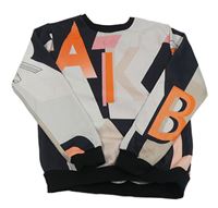 Černo-světlebéžovo/hnědo-pudrová mikina s písmenky/logem TED BAKER