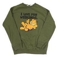 Khaki mikina s Garfieldem H&M