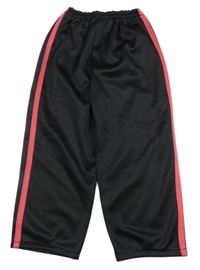 Černé sportovní tepláky s jahodovými pruhy
