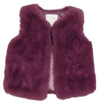 Vínová kožešinová zateplená vesta Matalan