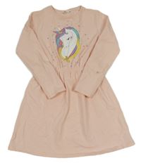 Světlebroskvové teplákové šaty s jednorožcem CiviL