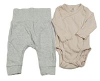 2Set - Světlešedé melírované turecké tepláky H&M + světlepudrové body H&M