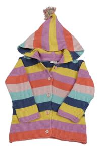 Barevný pruhovaný propínací svetr s kapucí Next