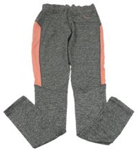 Tmavošedo-korálové melírované sportovní legíny s logem Nike