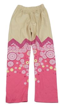 Béžovo-tmavorůžové pyžamové kalhoty se vzorem 