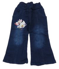 Tmavomodré flare teplákové rifle s Minnie a Daisy