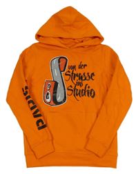 Tmavooranžová mikina s nápisy a kapsou a kapucí JAKO